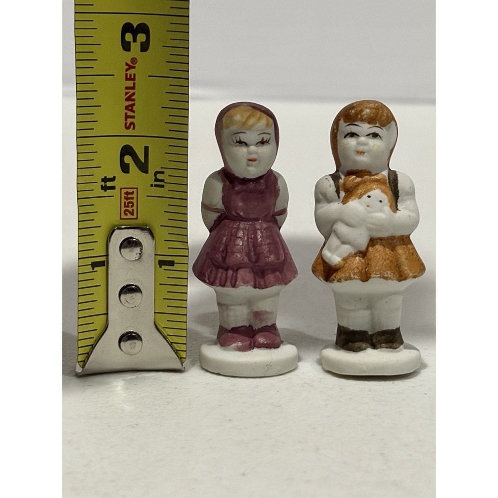 Vintage Japan Chalkware Girl Figurines Pair Mid Century Nursery Sisters - Picture 11 of 11
